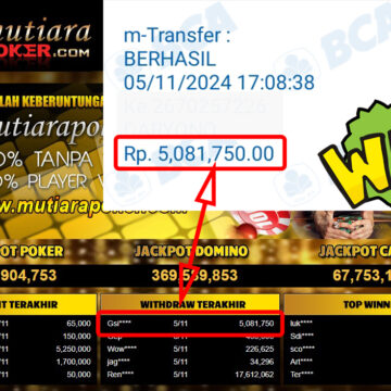 Bukti Withdraw ( 5,081,750,-) Member Setia Mutiarapoker