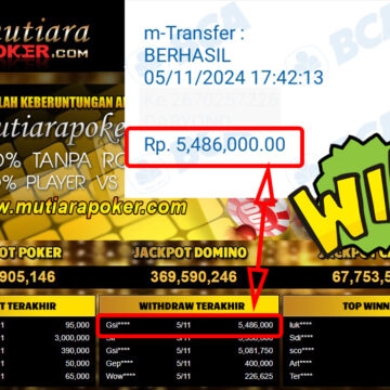 Bukti Withdraw ( 5,486,000,-) Member Setia Mutiarapoker