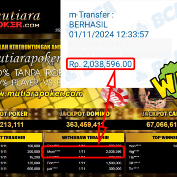 Bukti Withdraw ( 2,038,596,-) Member Setia Mutiarapoker