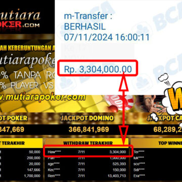 Bukti Withdraw ( 3,304,000,-) Member Setia Mutiarapoker