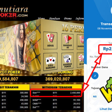 Bukti Withdraw ( 2,450,000,-) Member Setia Mutiarapoker