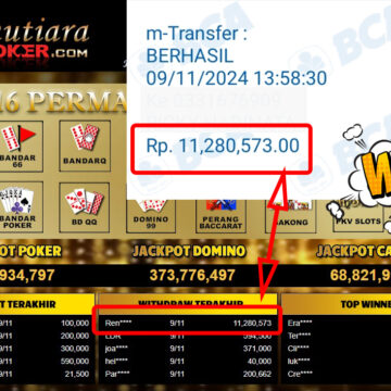 Bukti Withdraw ( 11,280,573,-) Member Setia Mutiarapoker