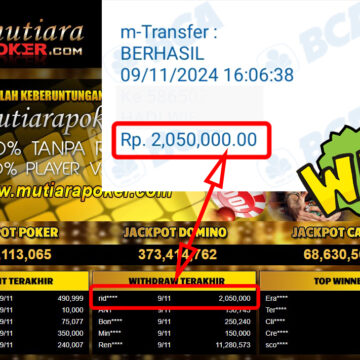 Bukti Withdraw ( 2,050,000,-) Member Setia Mutiarapoker