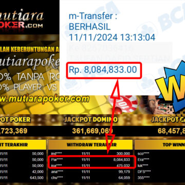 Bukti Withdraw ( 8,084,833,-) Member Setia Mutiarapoker