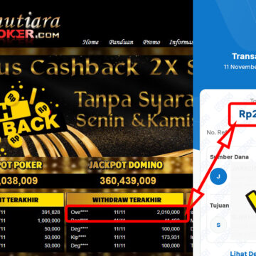 Bukti Withdraw ( 2,010,000,-) Member Setia Mutiarapoker