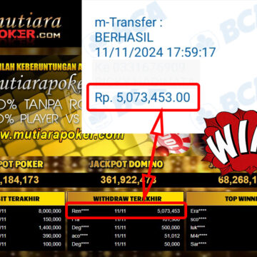 Bukti Withdraw ( 5,073,453,-) Member Setia Mutiarapoker