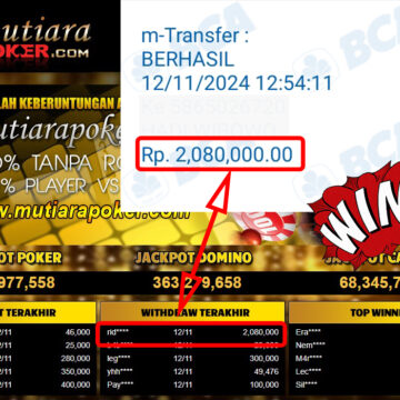 Bukti Withdraw ( 2,080,000,-) Member Setia Mutiarapoker