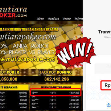 Bukti Withdraw ( 1,537,367,-) Member Setia Mutiarapoker