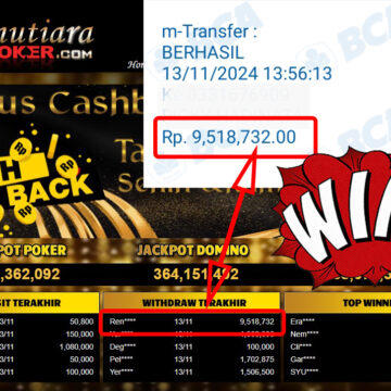 Bukti Withdraw ( 9,518,732,-) Member Setia Mutiarapoker