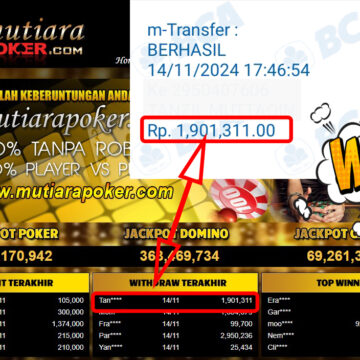 Bukti Withdraw ( 1,901,311,-) Member Setia Mutiarapoker