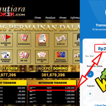 Bukti Withdraw ( 2,200,000,-) Member Setia Mutiarapoker