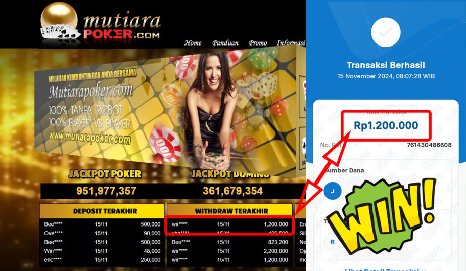 Bukti Withdraw ( 1,200,000,-) Member Setia Mutiarapoker