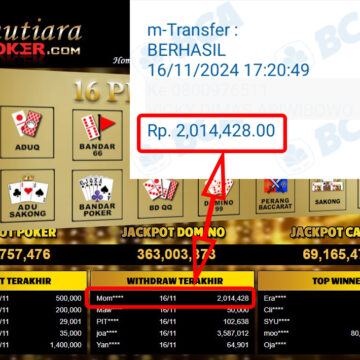 Bukti Withdraw ( 2,014,428,-) Member Setia Mutiarapoker