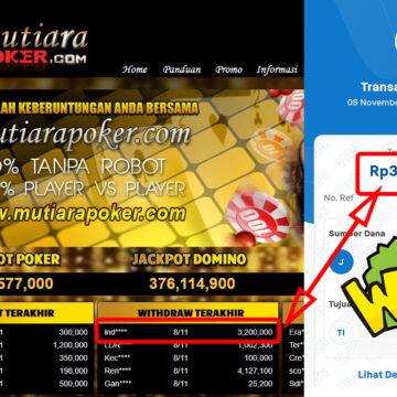 Bukti Withdraw ( 3,200,000,-) Member Setia Mutiarapoker