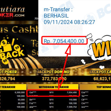 Bukti Withdraw ( 7,054,400,-) Member Setia Mutiarapoker