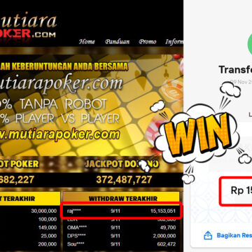 Bukti Withdraw ( 15,153,051,-) Member Setia Mutiarapoker