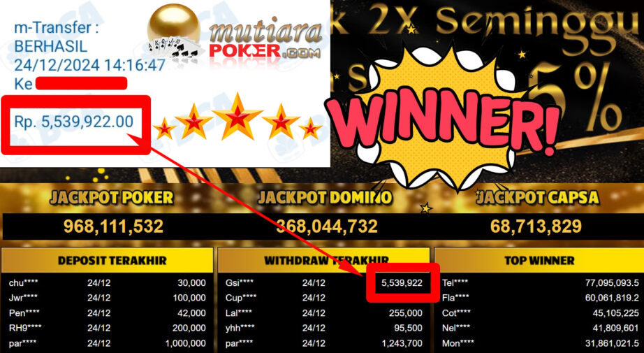 Bukti Withdraw ( 5.539.922,-) Member Setia Mutiarapoker