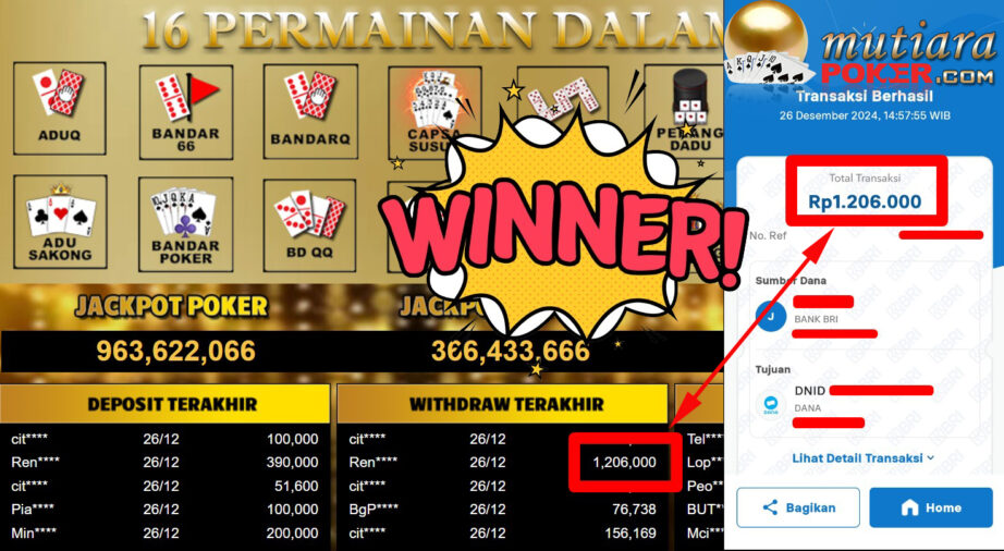 Bukti Withdraw ( 1.206.000,-) Member Setia Mutiarapoker