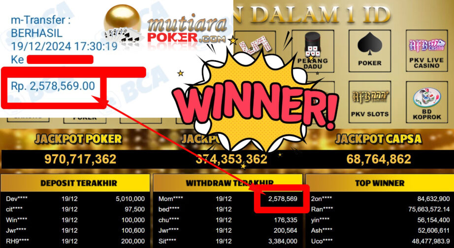 Bukti Withdraw ( 2.578.569,-) Member Setia Mutiarapoker