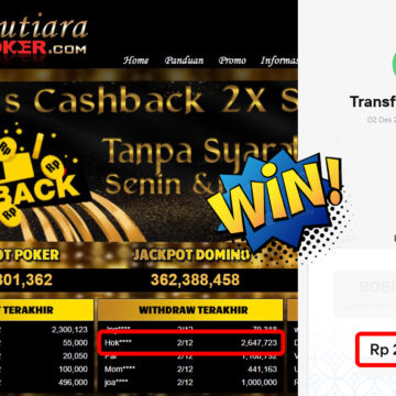 Bukti Withdraw ( 2,647,723,-) Member Setia Mutiarapoker