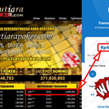 Bukti Withdraw ( 2.155.681,-) Member Setia Mutiarapoker