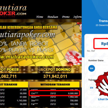 Bukti Withdraw ( 8,000,000,-) Member Setia Mutiarapoker