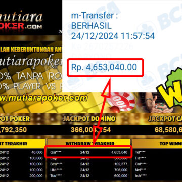 Bukti Withdraw ( 4,653,040,-) Member Setia Mutiarapoker