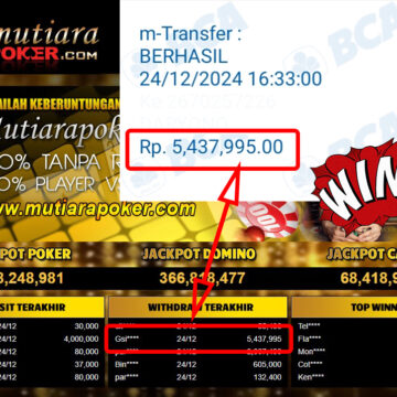 Bukti Withdraw ( 5,437,995,-) Member Setia Mutiarapoker