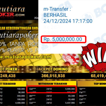 Bukti Withdraw ( 5,000,000,-) Member Setia Mutiarapoker