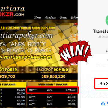 Bukti Withdraw ( 3,711,023,-) Member Setia Mutiarapoker