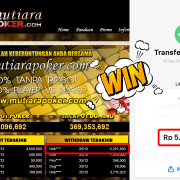 Bukti Withdraw ( 5,321,850,-) Member Setia Mutiarapoker