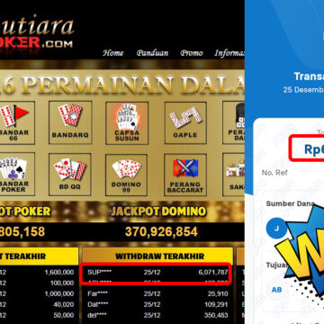 Bukti Withdraw ( 6,071,787,-) Member Setia Mutiarapoker