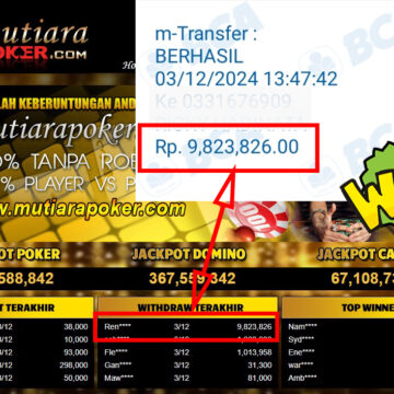 Bukti Withdraw ( 9,823,826,-) Member Setia Mutiarapoker