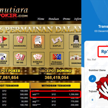 Bukti Withdraw ( 1,290,000,-) Member Setia Mutiarapoker