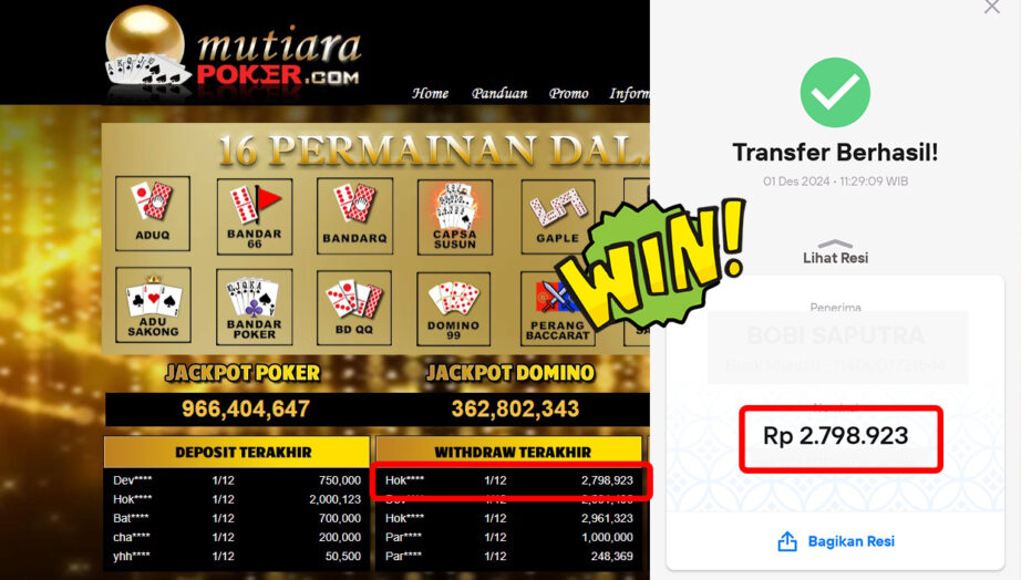 Bukti Withdraw ( 2,798,923,-) Member Setia Mutiarapoker