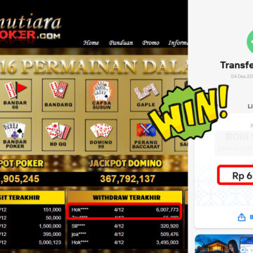 Bukti Withdraw ( 6,007,773,-) Member Setia Mutiarapoker