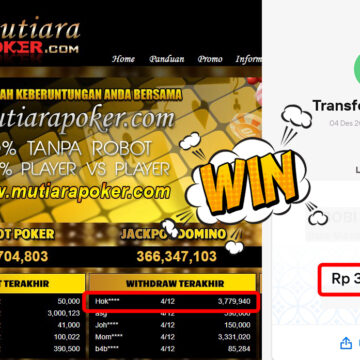 Bukti Withdraw ( 3,779,940,-) Member Setia Mutiarapoker