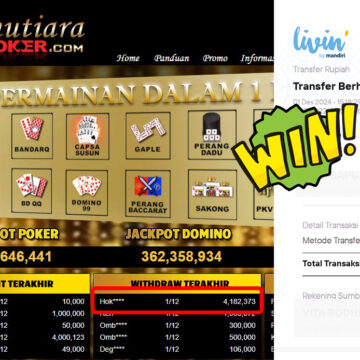 Bukti Withdraw ( 4,182,373,-) Member Setia Mutiarapoker