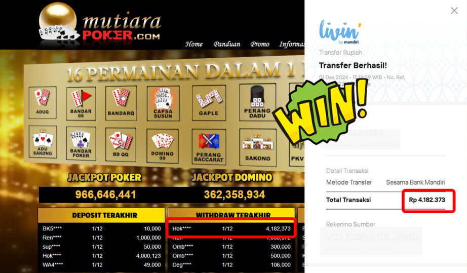 Bukti Withdraw ( 4,182,373,-) Member Setia Mutiarapoker