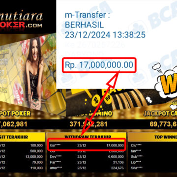 Bukti Withdraw ( 17,000,000,-) Member Setia Mutiarapoker