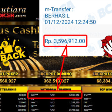 Bukti Withdraw ( 3,596,912,-) Member Setia Mutiarapoker