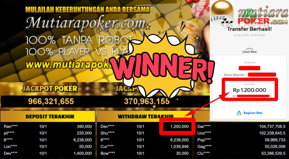 Bukti Withdraw ( 1.200.000,-) Member Setia Mutiarapoker