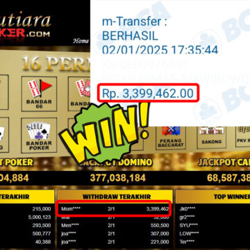 Bukti Withdraw ( 3.399.462,-) Member Setia Mutiarapoker