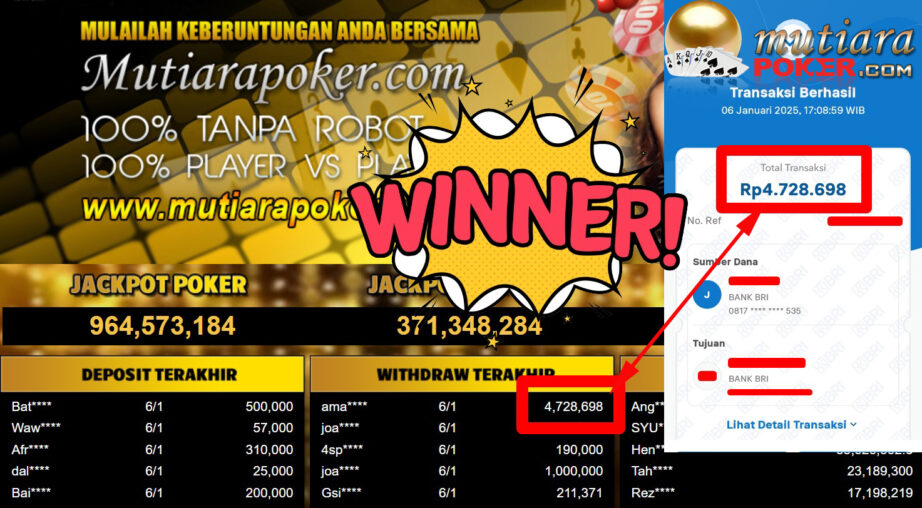 Bukti Withdraw ( 4.728.698,-) Member Setia Mutiarapoker