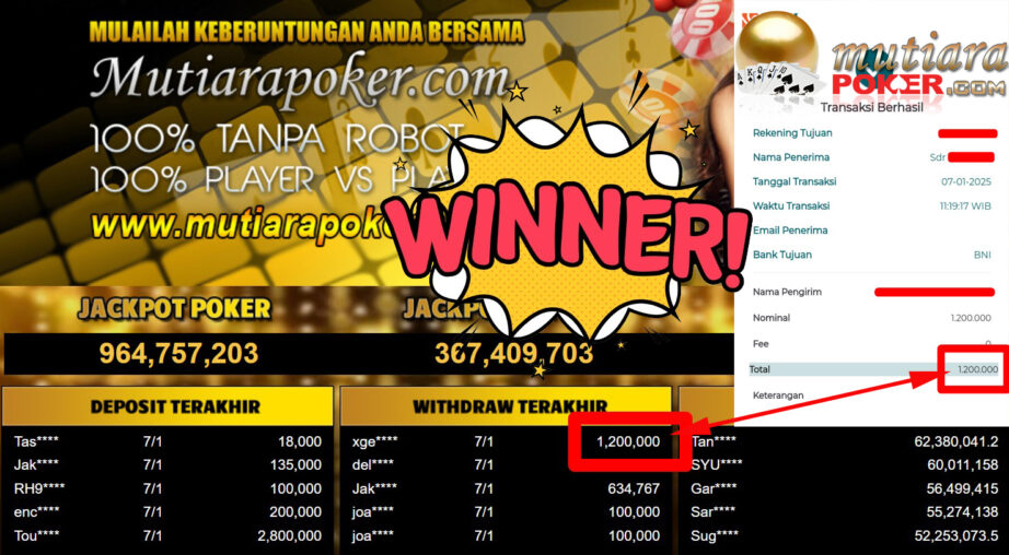 Bukti Withdraw ( 1.200.000,-) Member Setia Mutiarapoker