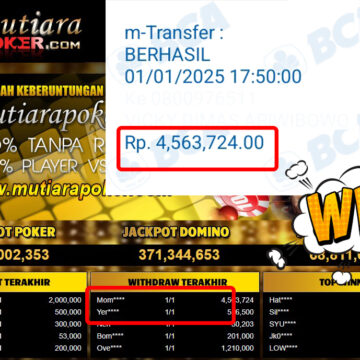 Bukti Withdraw ( 4.563.724,-) Member Setia Mutiarapoker