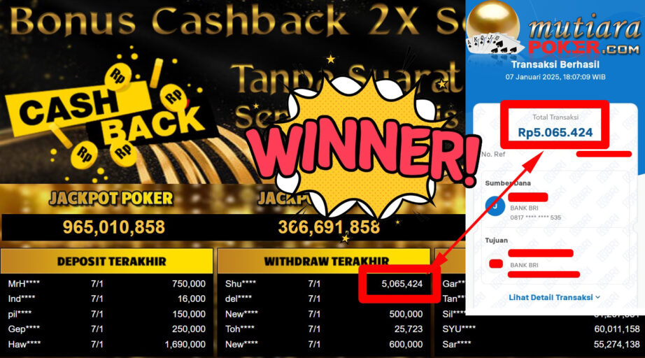 Bukti Withdraw ( 5.065.424,-) Member Setia Mutiarapoker