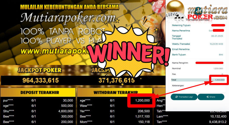 Bukti Withdraw ( 1.200.000,-) Member Setia Mutiarapoker