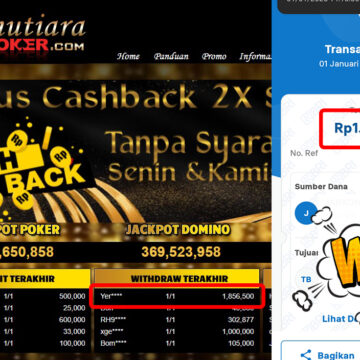 Bukti Withdraw ( 1,856,500,-) Member Setia Mutiarapoker