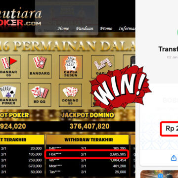 Bukti Withdraw ( 2,605,905,-) Member Setia Mutiarapoker